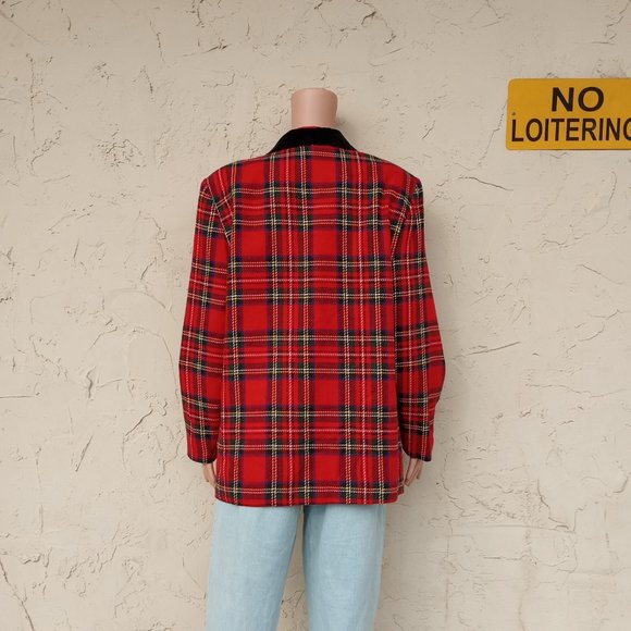 Vintage Tartan Plaid Wool Blend Blazer - Picture 3 of 8
